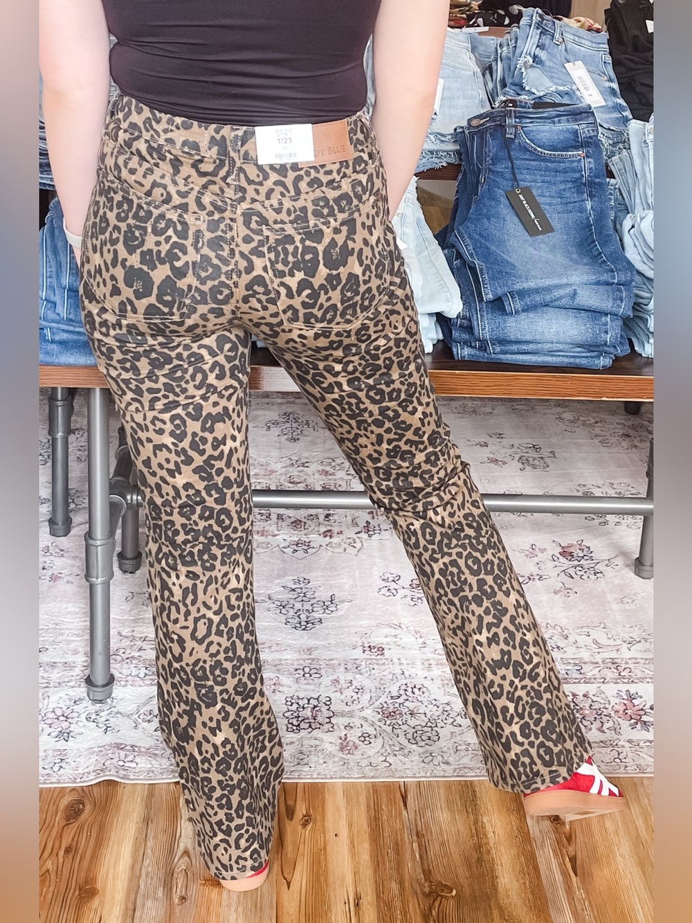 Judy Blue Denim Leopard Print High Waist Bootcut Jeans JB881183 - Picture 4 of 6